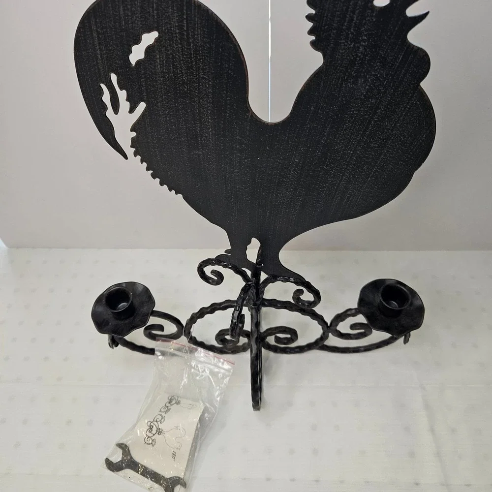 Southern Living at Home Rustic Rooster Iron Candelabra Double Arm Candle‎ Holder